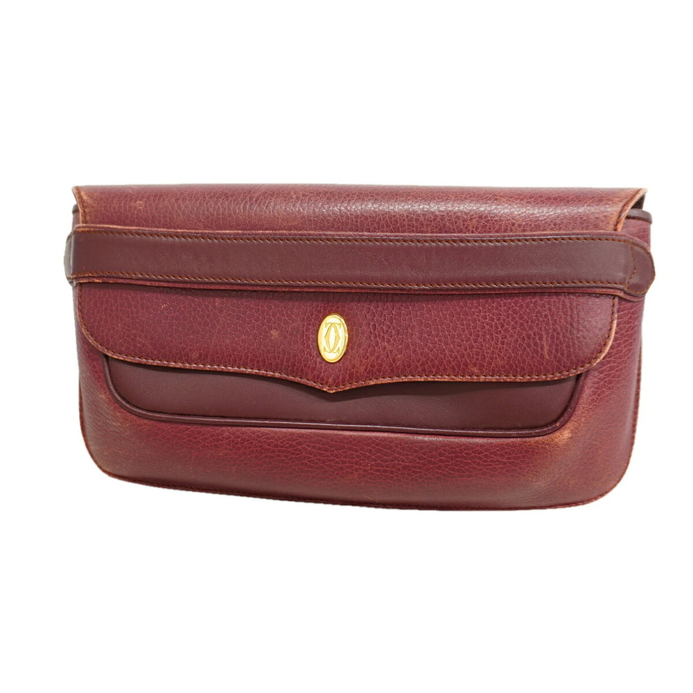 Cartier Must Leather Clutch Bag, Bordeaux, Men's & Women's, P3520357